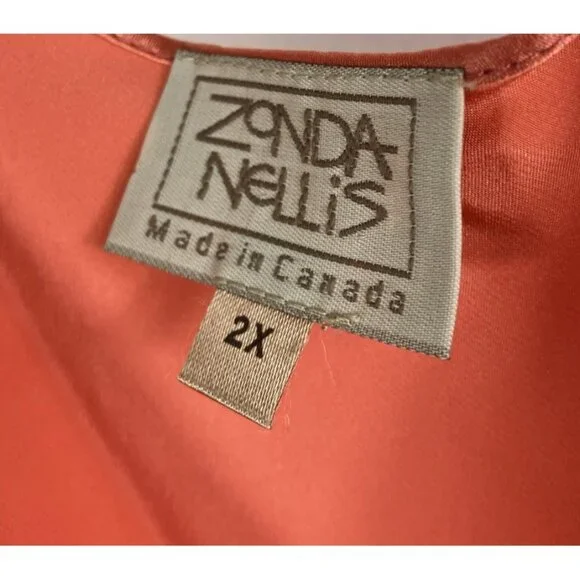 Os Zonda Nellis silk and linen Coral summer 3 piece set tunic tank pants - Picture 10 of 10